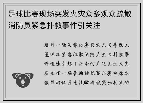 足球比赛现场突发火灾众多观众疏散消防员紧急扑救事件引关注
